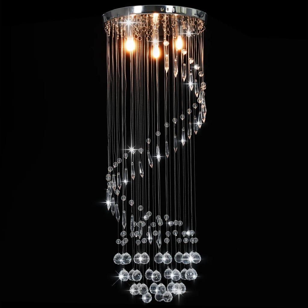 vidaXL Lampa sufitowa z kryształami i koralikami, srebrna, spirala, G9