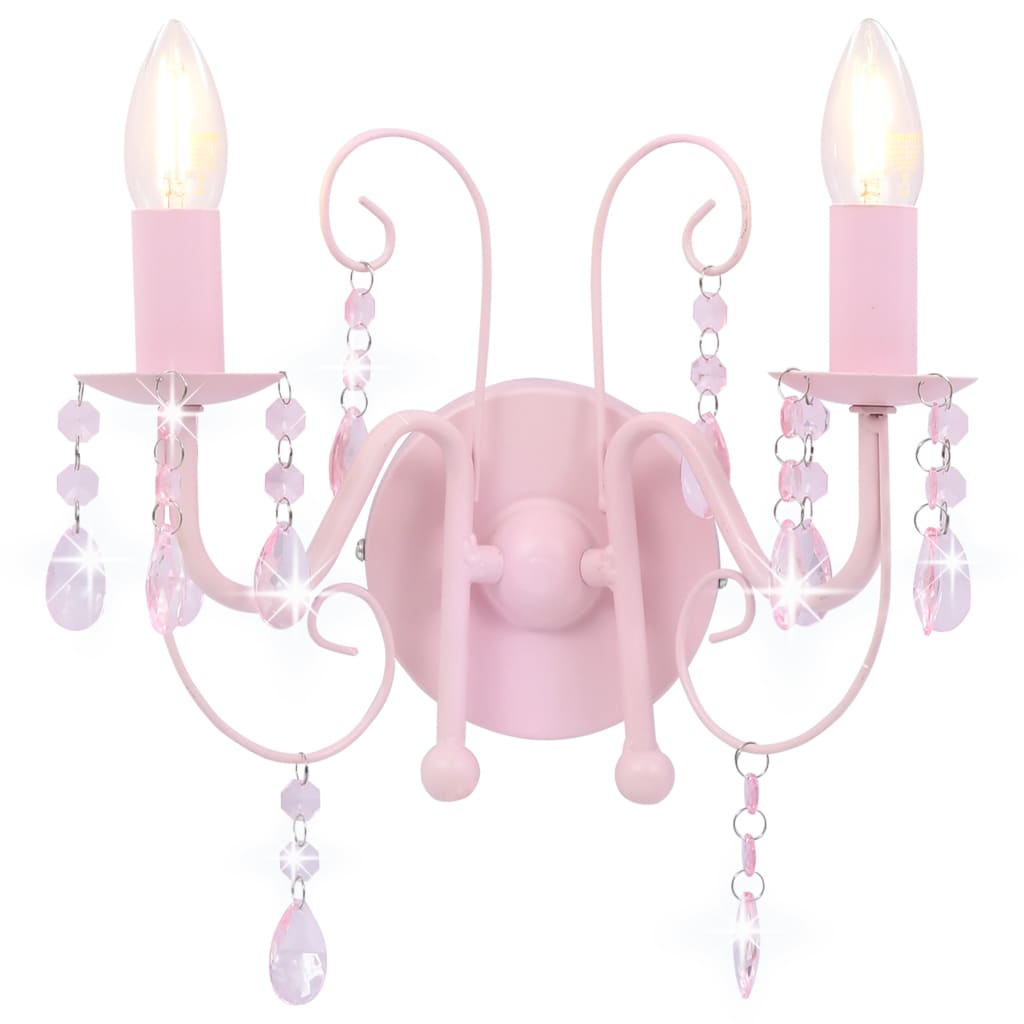 vidaXL Lampa ścienna z koralikami, różowa, 2 żarówki E14