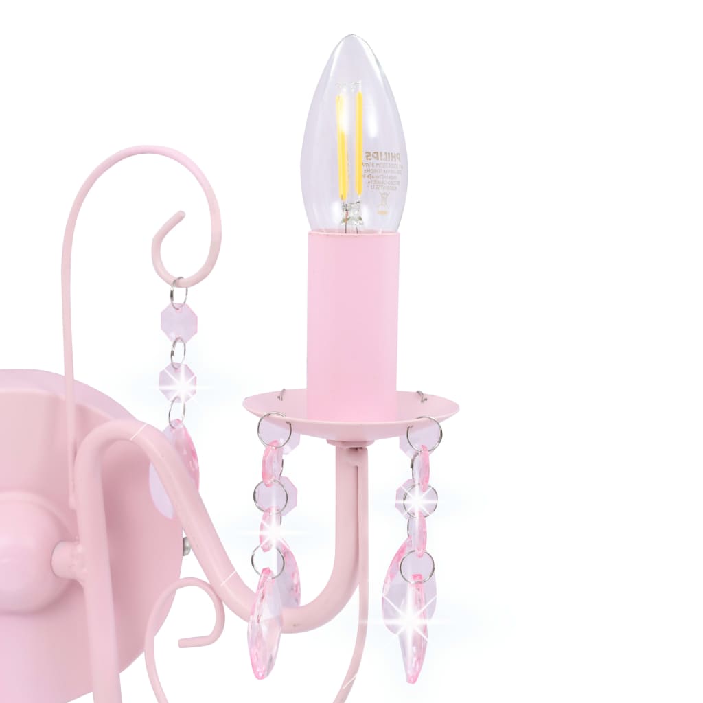 vidaXL Lampa ścienna z koralikami, różowa, 2 żarówki E14