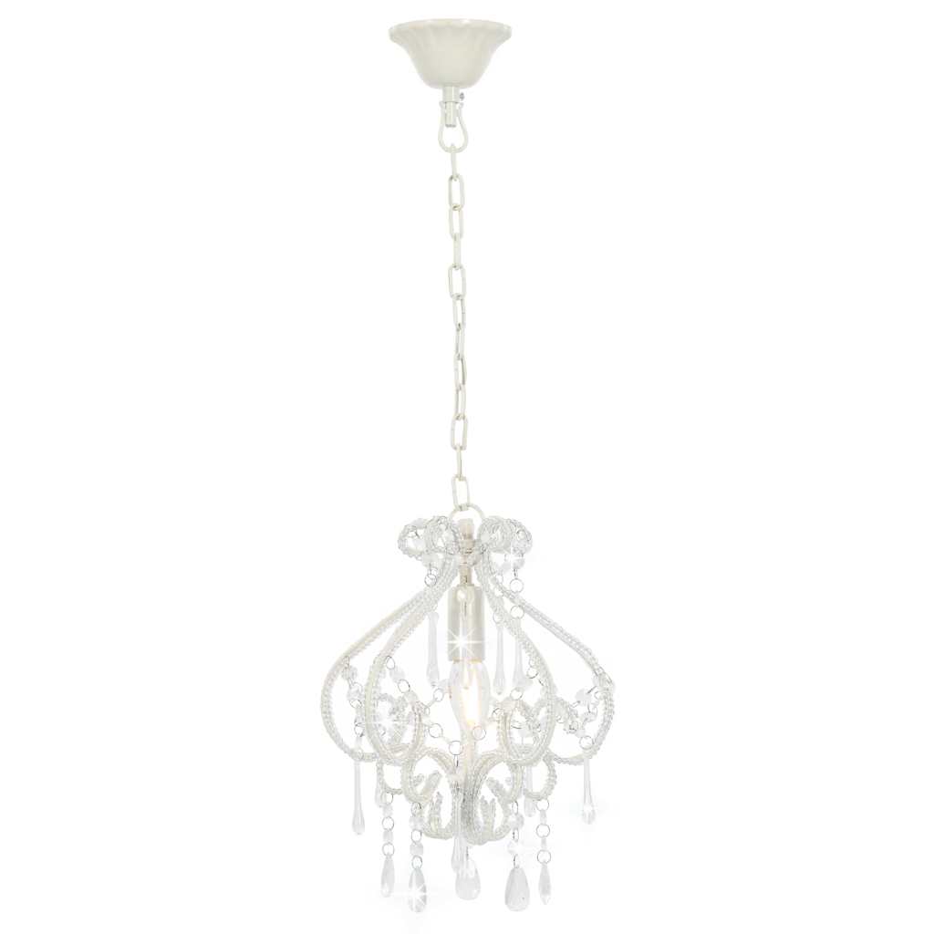 vidaXL Lampa sufitowa z koralikami, biała, okrągła, E14
