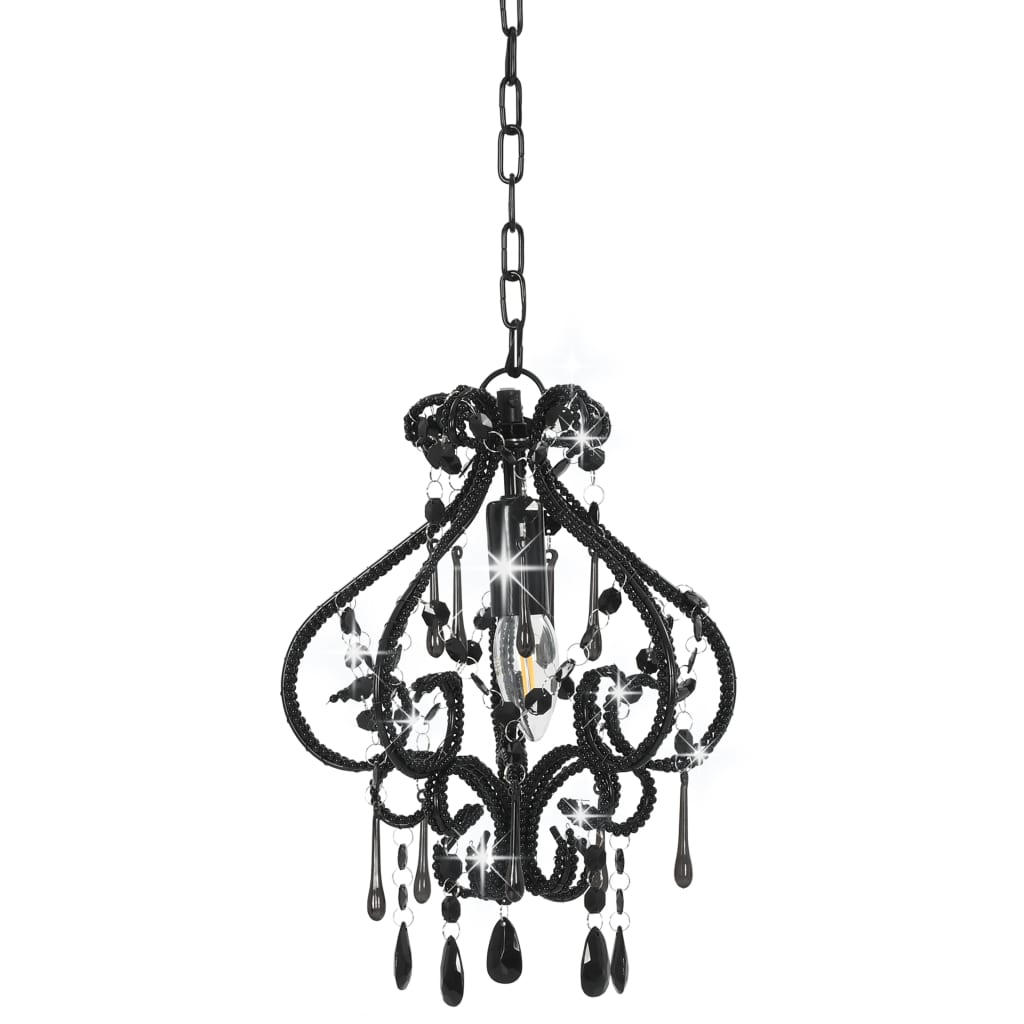 vidaXL Lampa sufitowa z koralikami, czarna, okrągła, E14