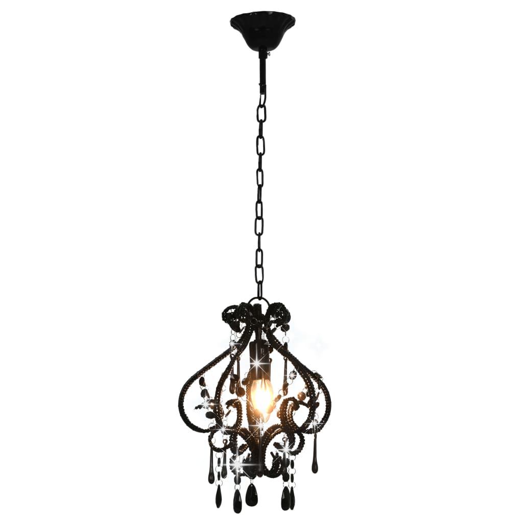 vidaXL Lampa sufitowa z koralikami, czarna, okrągła, E14