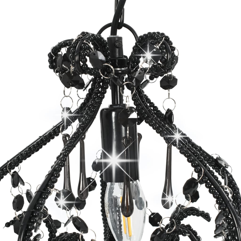 vidaXL Lampa sufitowa z koralikami, czarna, okrągła, E14