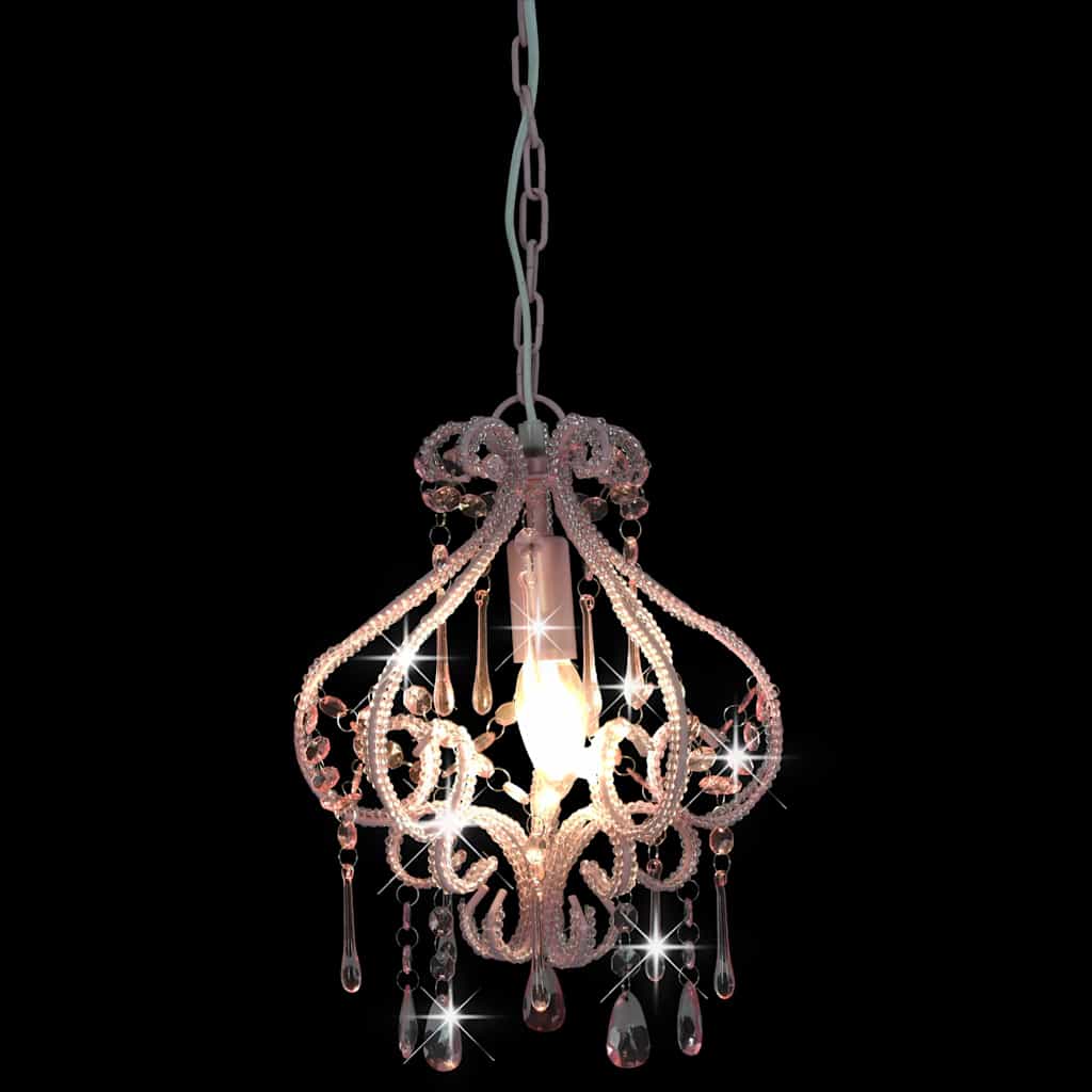 vidaXL Lampa sufitowa z koralikami, różowa, okrągła, E14