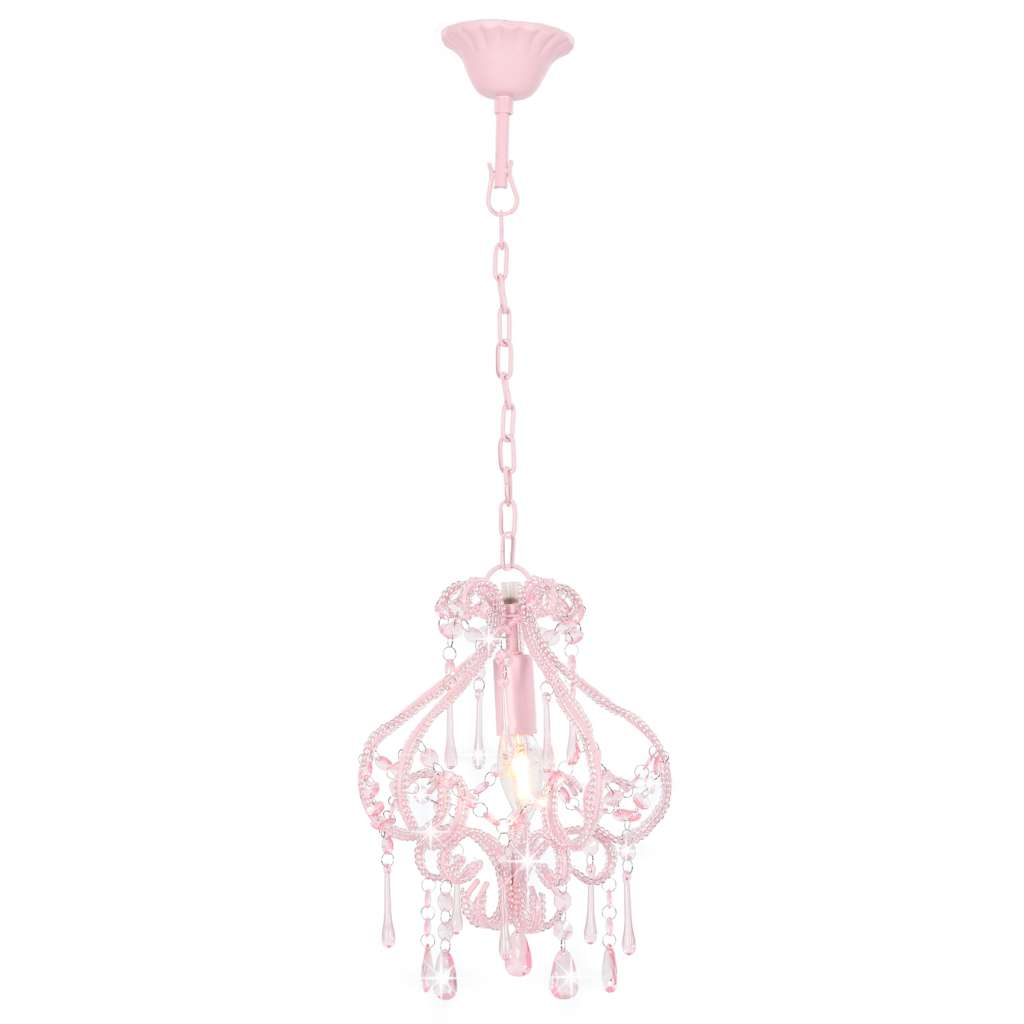 vidaXL Lampa sufitowa z koralikami, różowa, okrągła, E14