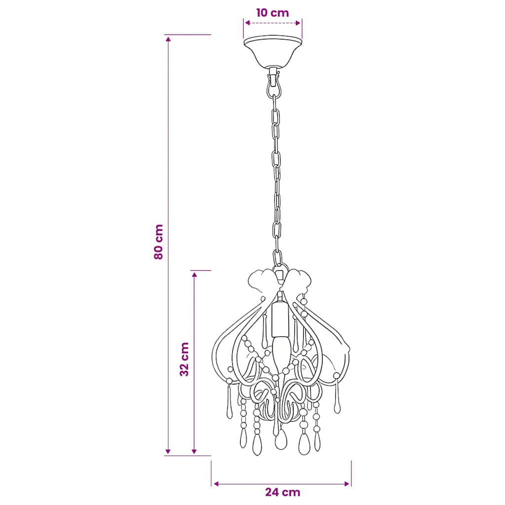 vidaXL Lampa sufitowa z koralikami, różowa, okrągła, E14