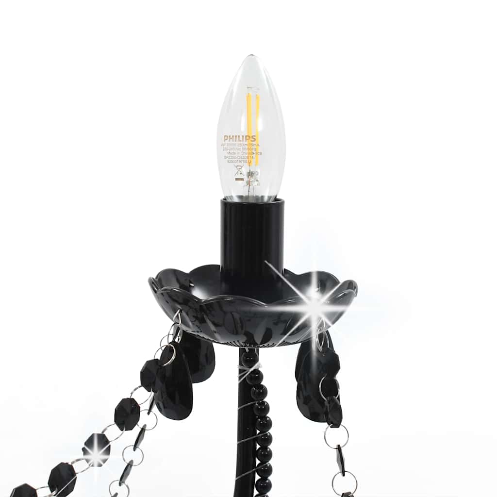vidaXL Żyrandol z koralikami, czarny, 8 żarówek E14