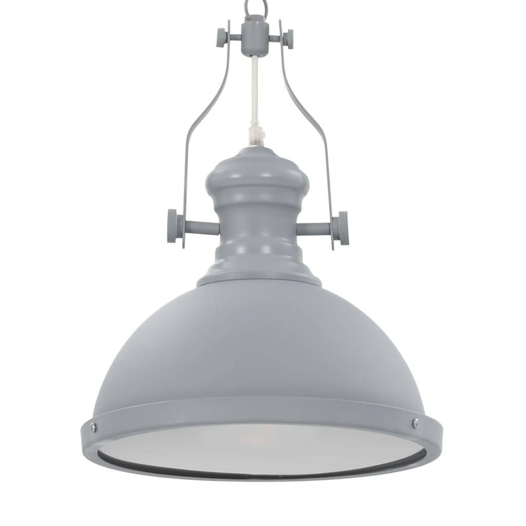 vidaXL Lampa sufitowa, szara, okrągła, E27
