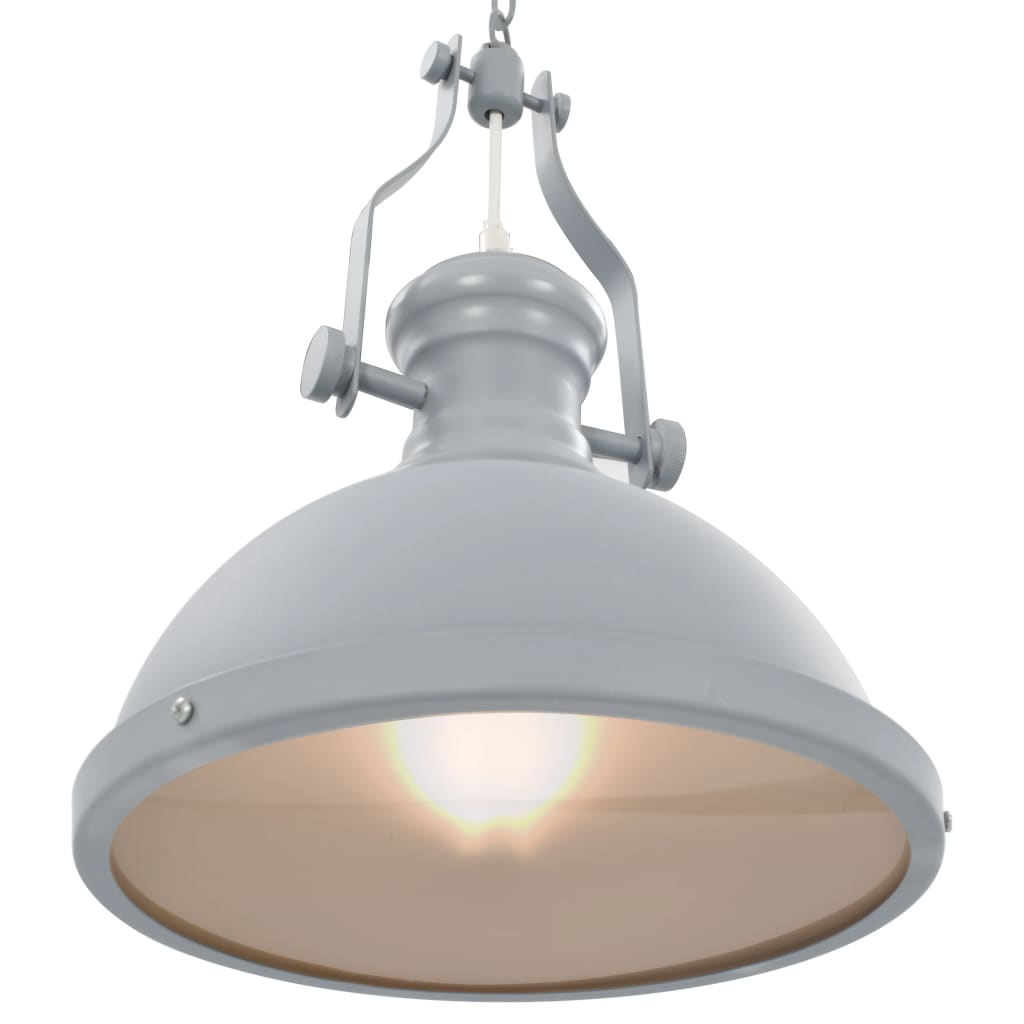 vidaXL Lampa sufitowa, szara, okrągła, E27