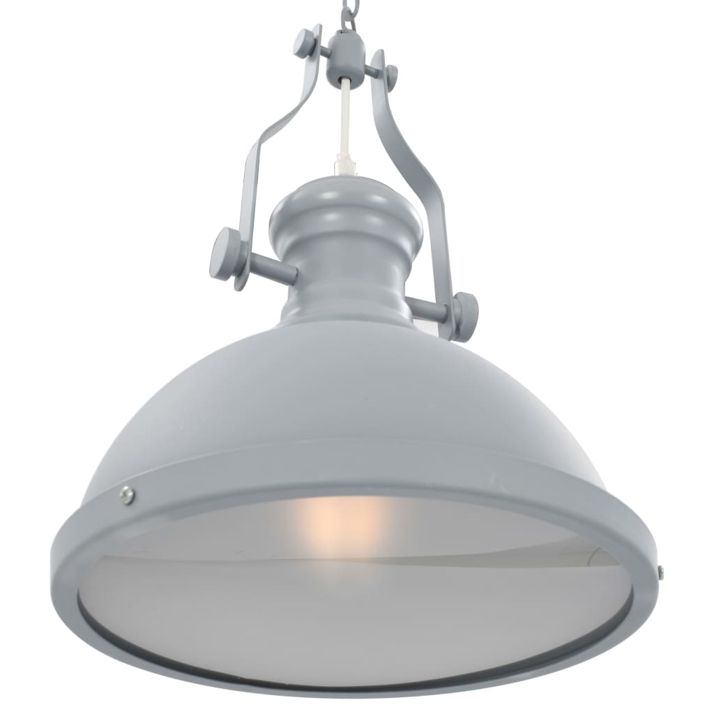 vidaXL Lampa sufitowa, szara, okrągła, E27