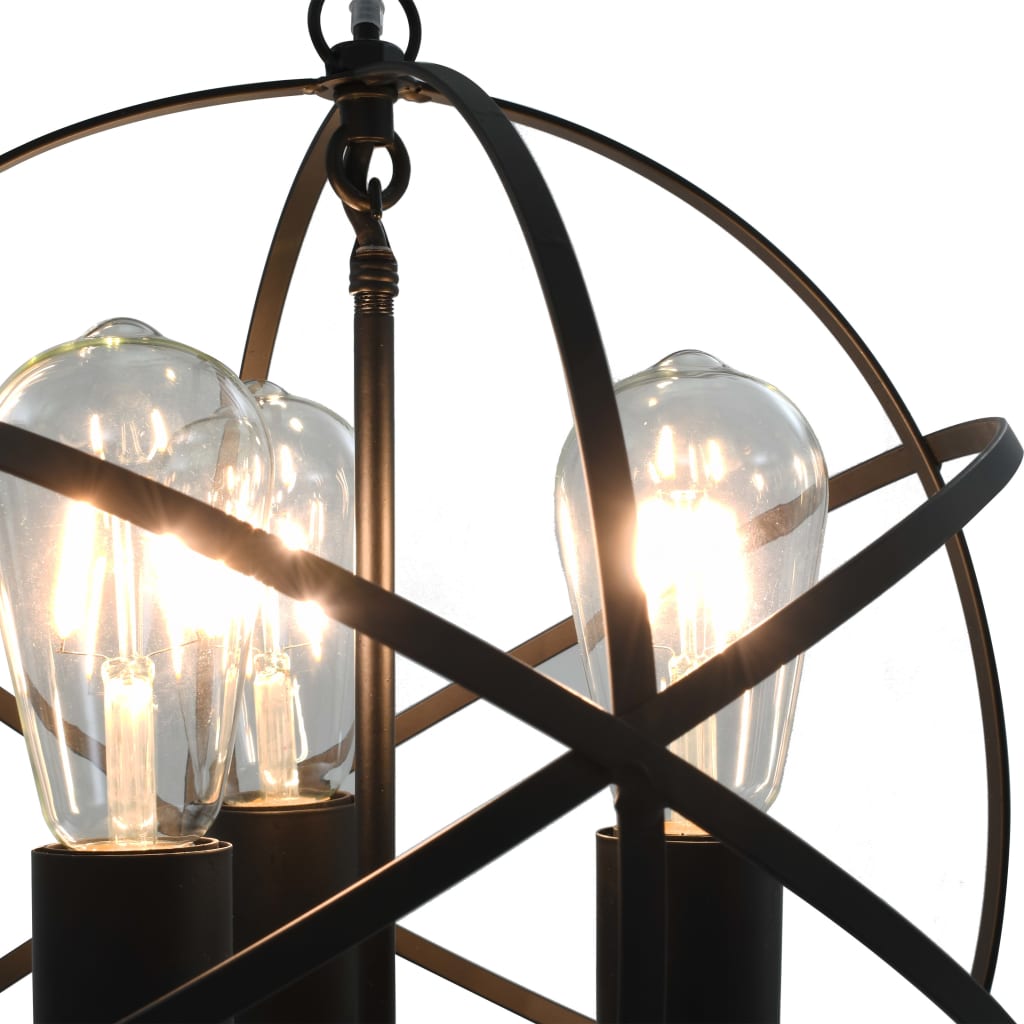 vidaXL Lampa wisząca, czarna, sferyczna, 3 żarówki E27