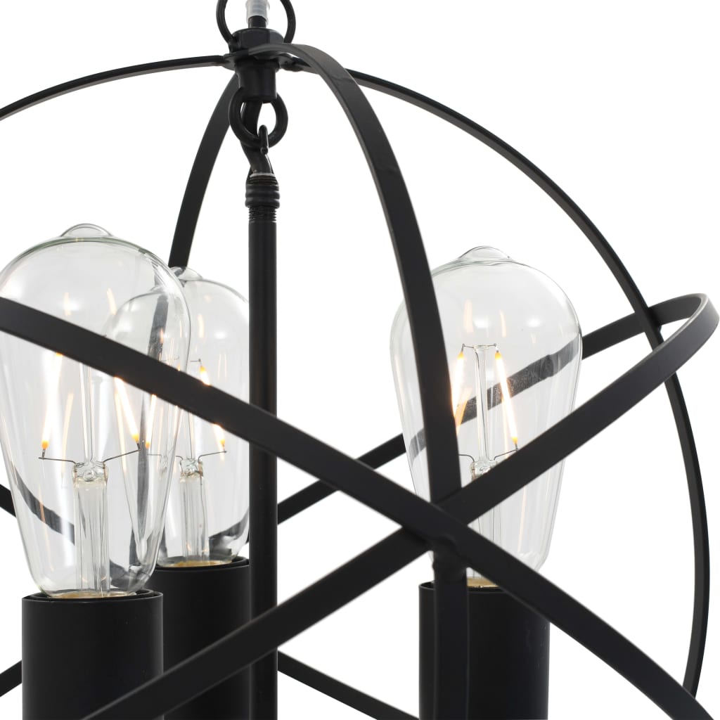 vidaXL Lampa wisząca, czarna, sferyczna, 3 żarówki E27