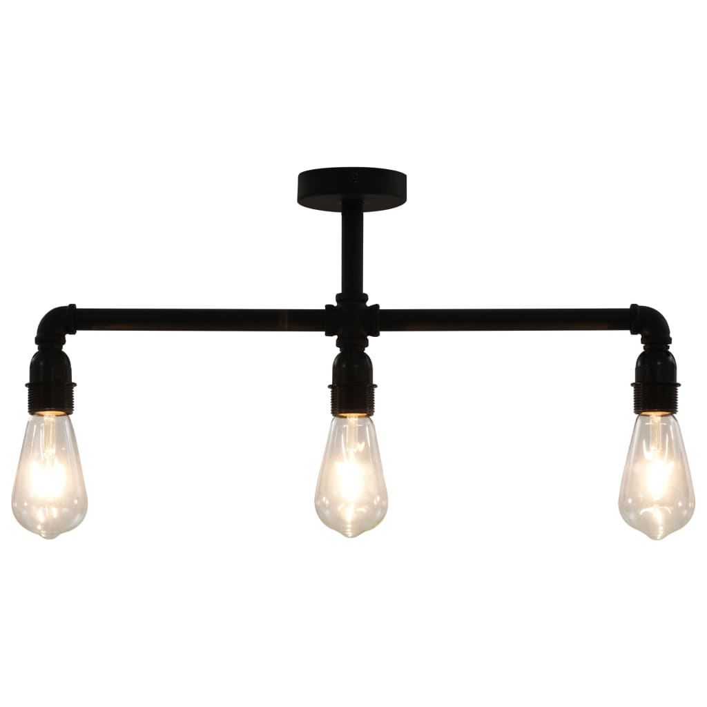vidaXL Lampa sufitowa, czarna, 3 żarówki E27