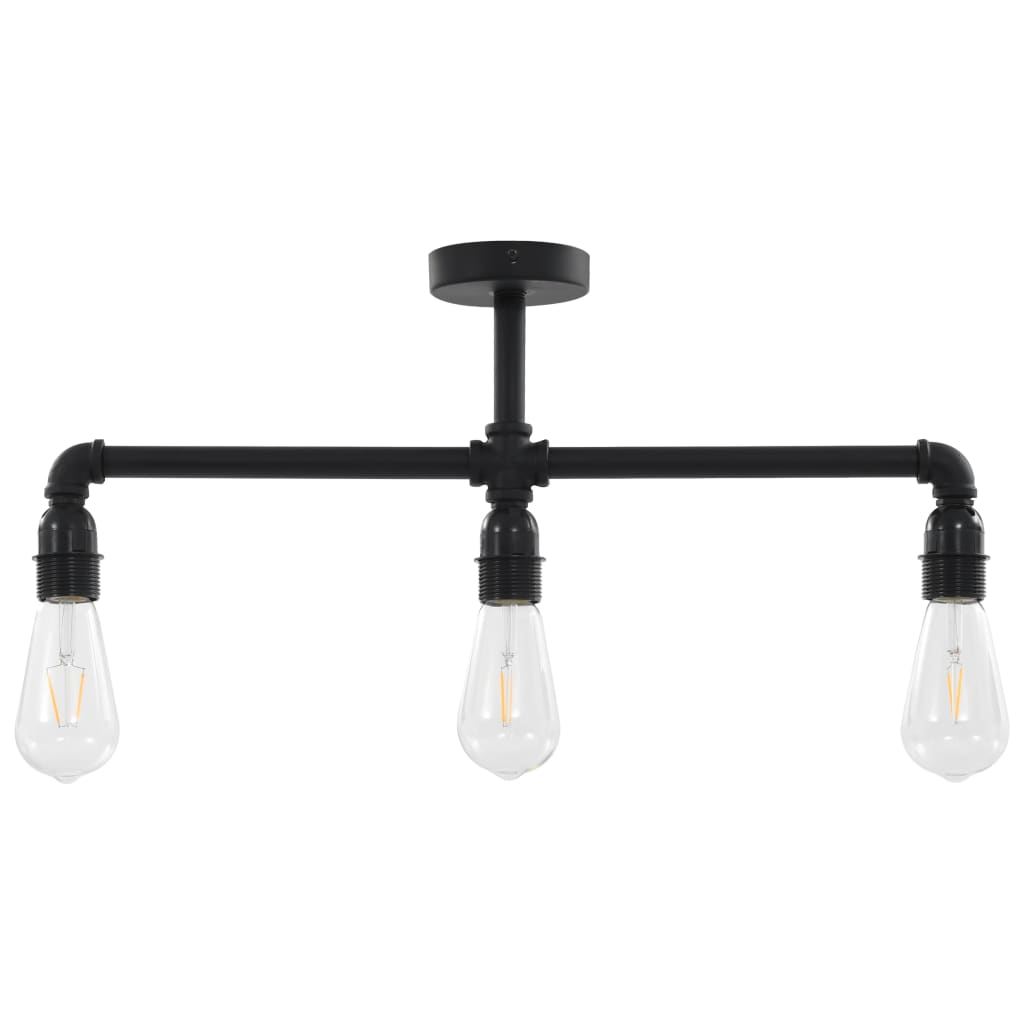 vidaXL Lampa sufitowa, czarna, 3 żarówki E27