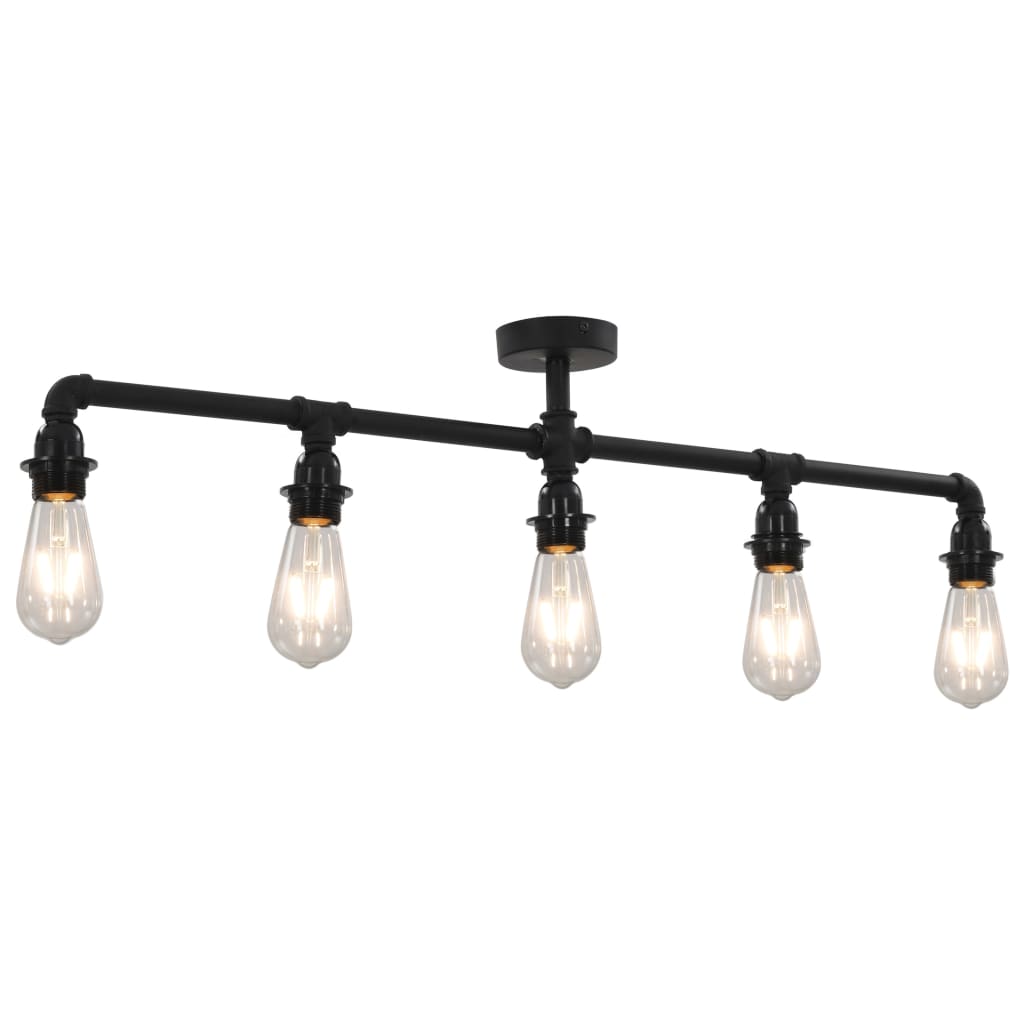 vidaXL Lampa sufitowa, czarna, 5 żarówek E27