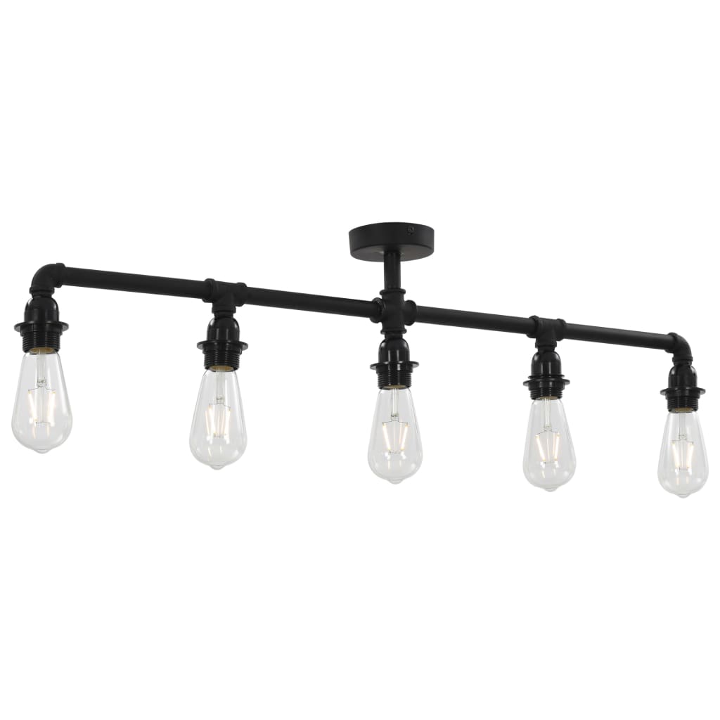 vidaXL Lampa sufitowa, czarna, 5 żarówek E27
