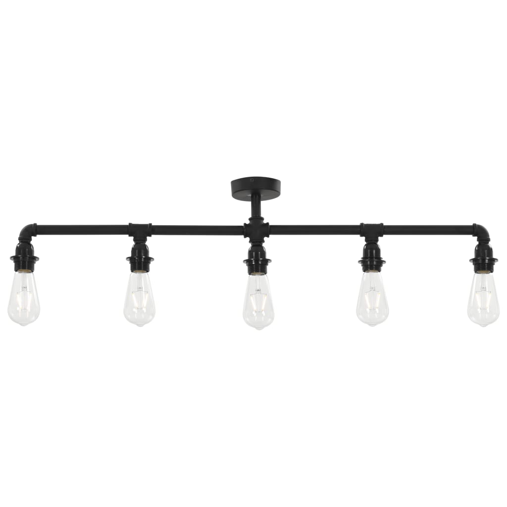 vidaXL Lampa sufitowa, czarna, 5 żarówek E27