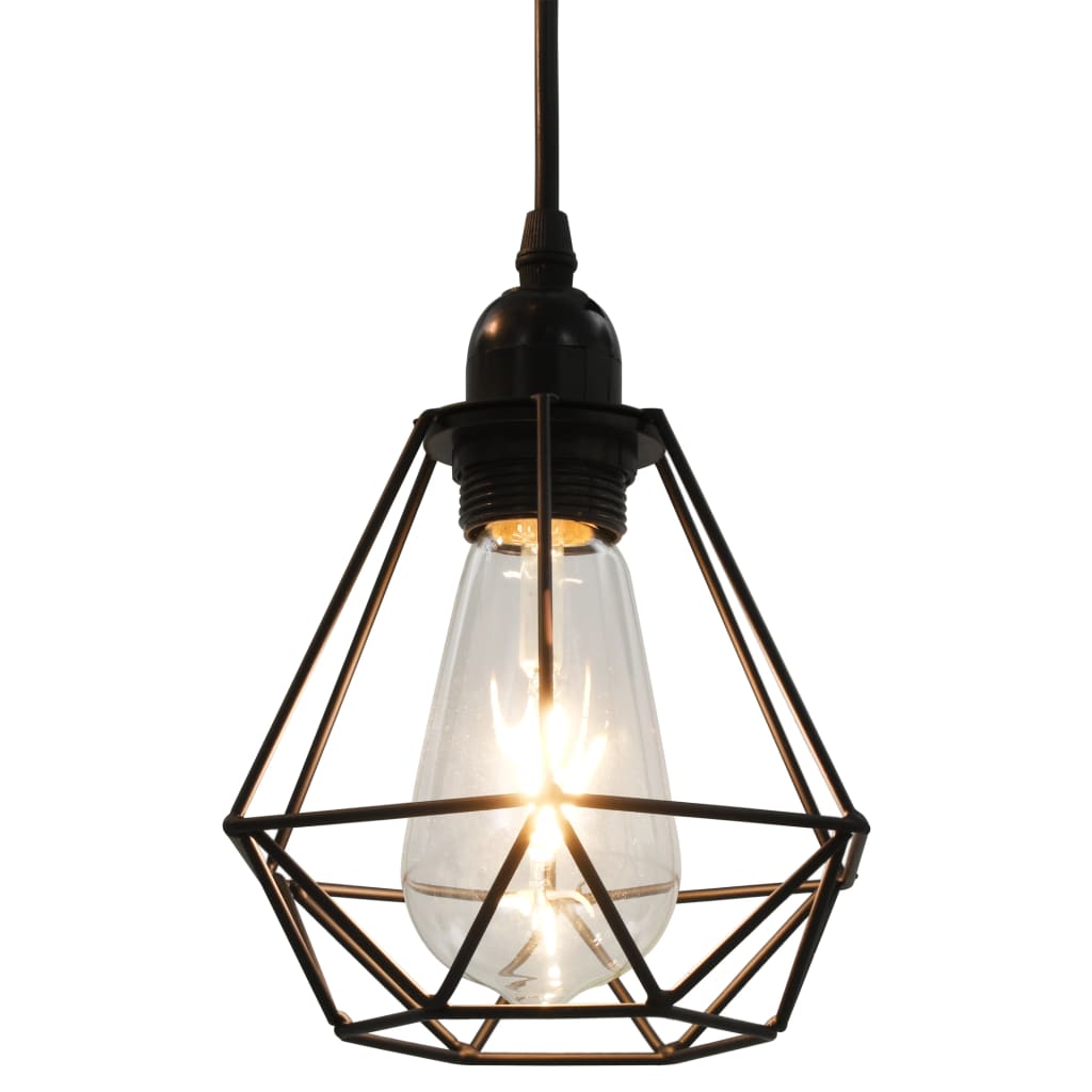 vidaXL Lampa sufitowa, diamentowe klosze, czarna, 3 żarówki E27