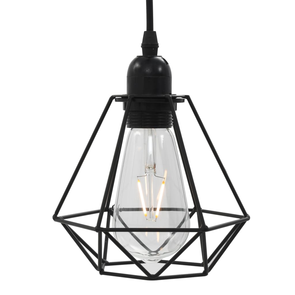 vidaXL Lampa sufitowa, diamentowe klosze, czarna, 3 żarówki E27