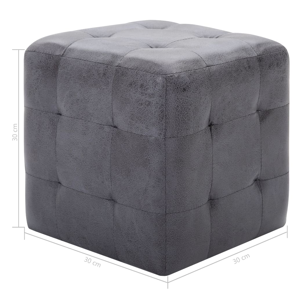 vidaXL Stoliki nocne, 2 szt., szare, 30x30x30 cm, sztuczny zamsz