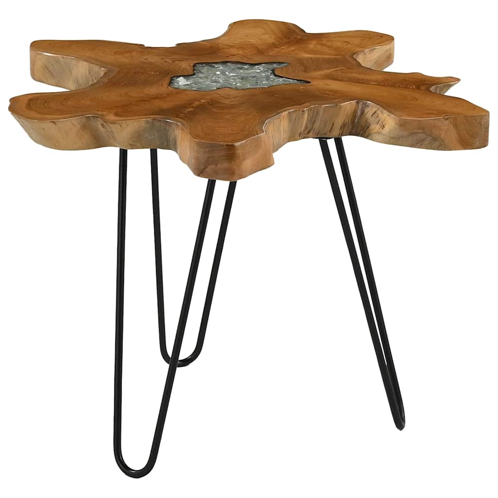 vidaXL Stolik kawowy, 70x45 cm, lite drewno tekowe i poliżywica