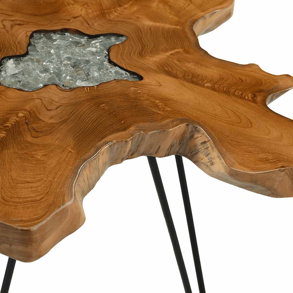 vidaXL Stolik kawowy, 70x45 cm, lite drewno tekowe i poliżywica