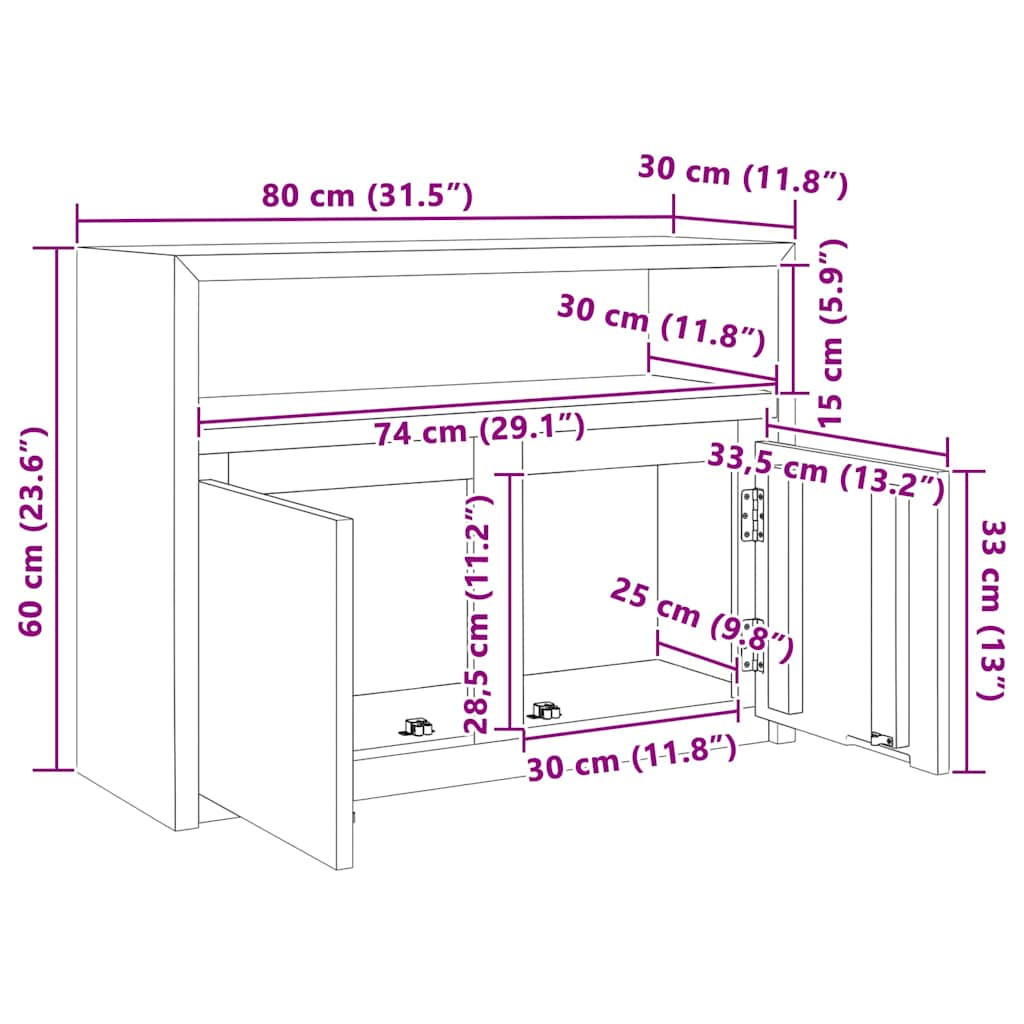 vidaXL Szafka, 80x30x60 cm, lite drewno tekowe