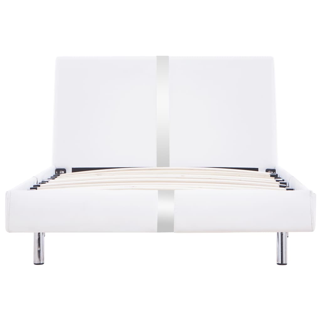 vidaXL Rama łóżka, biała, sztuczna skóra, 90 x 200 cm