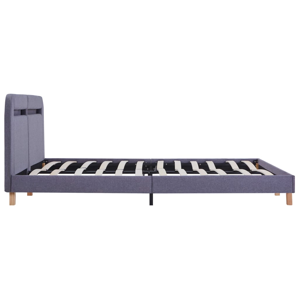 vidaXL Rama łóżka LED, jasnoszara, tkanina, 160 x 200 cm
