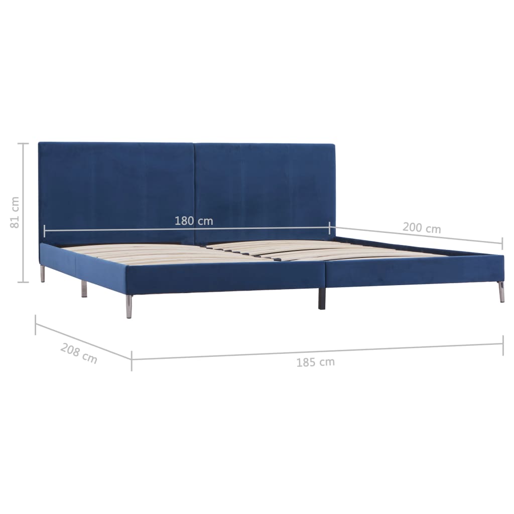 vidaXL Rama łóżka, niebieska, tapicerowana tkaniną, 180 x 200 cm