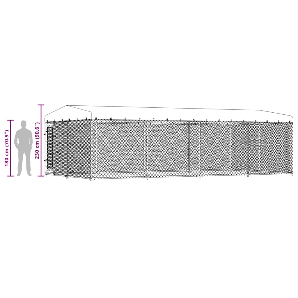 vidaXL Kojec dla psa z zadaszeniem, 7,6 x 3,8 x 2,3 m