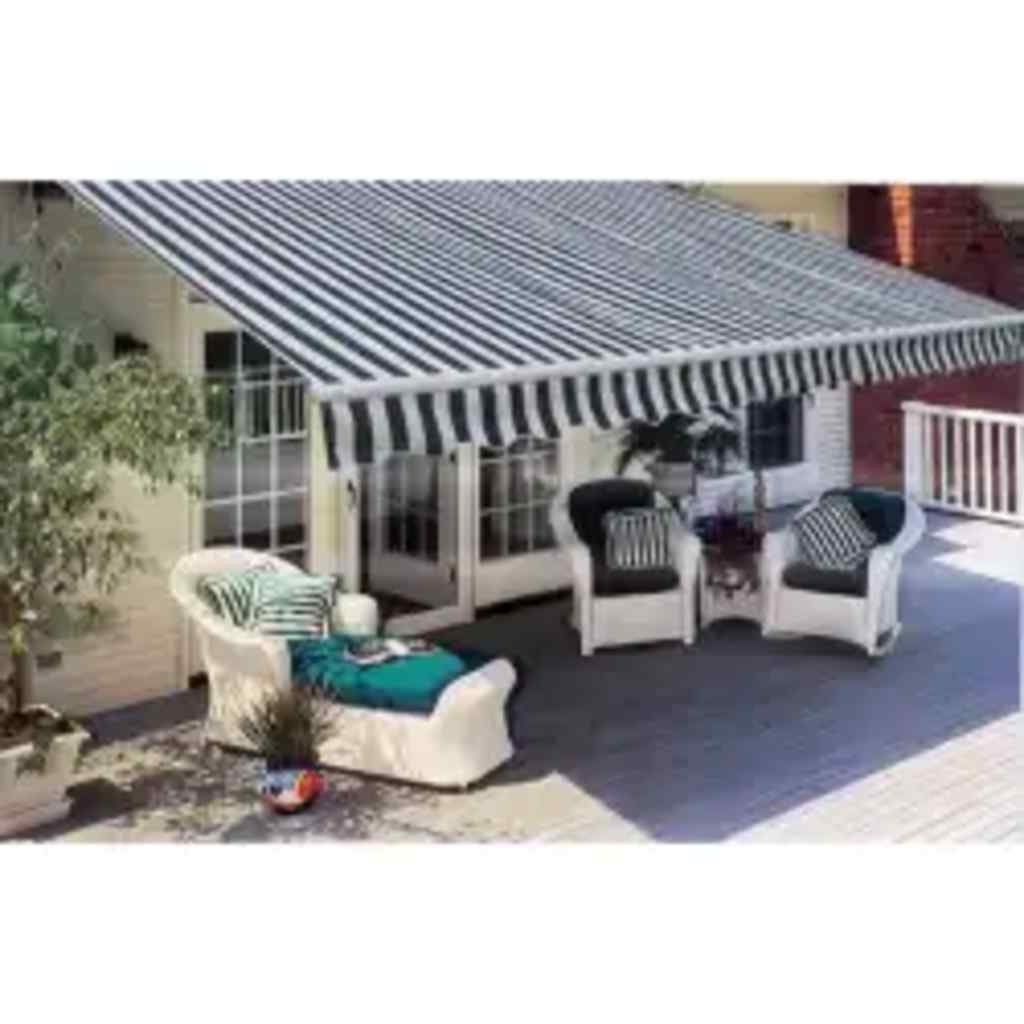 vidaXL Markiza automatyczna, 600 cm, niebiesko-biała