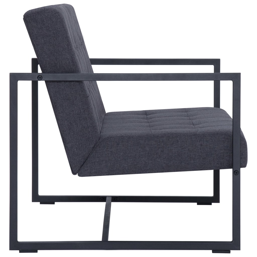 vidaXL 2-osobowa sofa z podłokietnikami, ciemnoszara, stal i tkanina