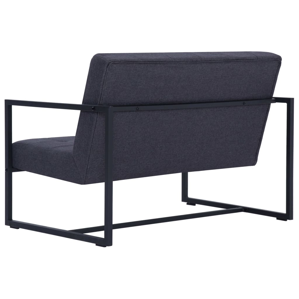 vidaXL 2-osobowa sofa z podłokietnikami, ciemnoszara, stal i tkanina
