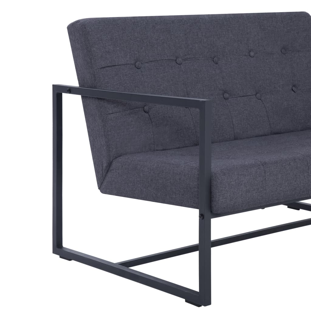vidaXL 2-osobowa sofa z podłokietnikami, ciemnoszara, stal i tkanina