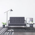 vidaXL 2-osobowa sofa z podłokietnikami, ciemnoszara, stal i tkanina