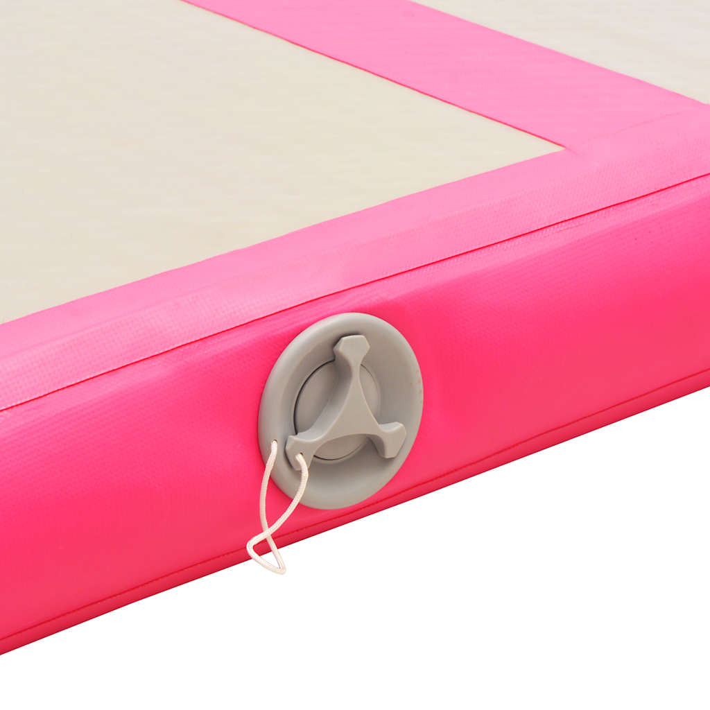 vidaXL Mata gimnastyczna z pompką, 400x100x10 cm, PVC, różowa