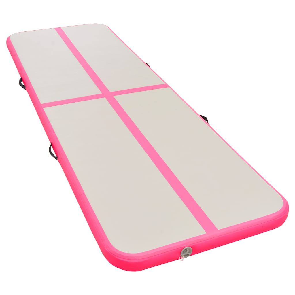 vidaXL Mata gimnastyczna z pompką, 500x100x10 cm, PVC, różowa