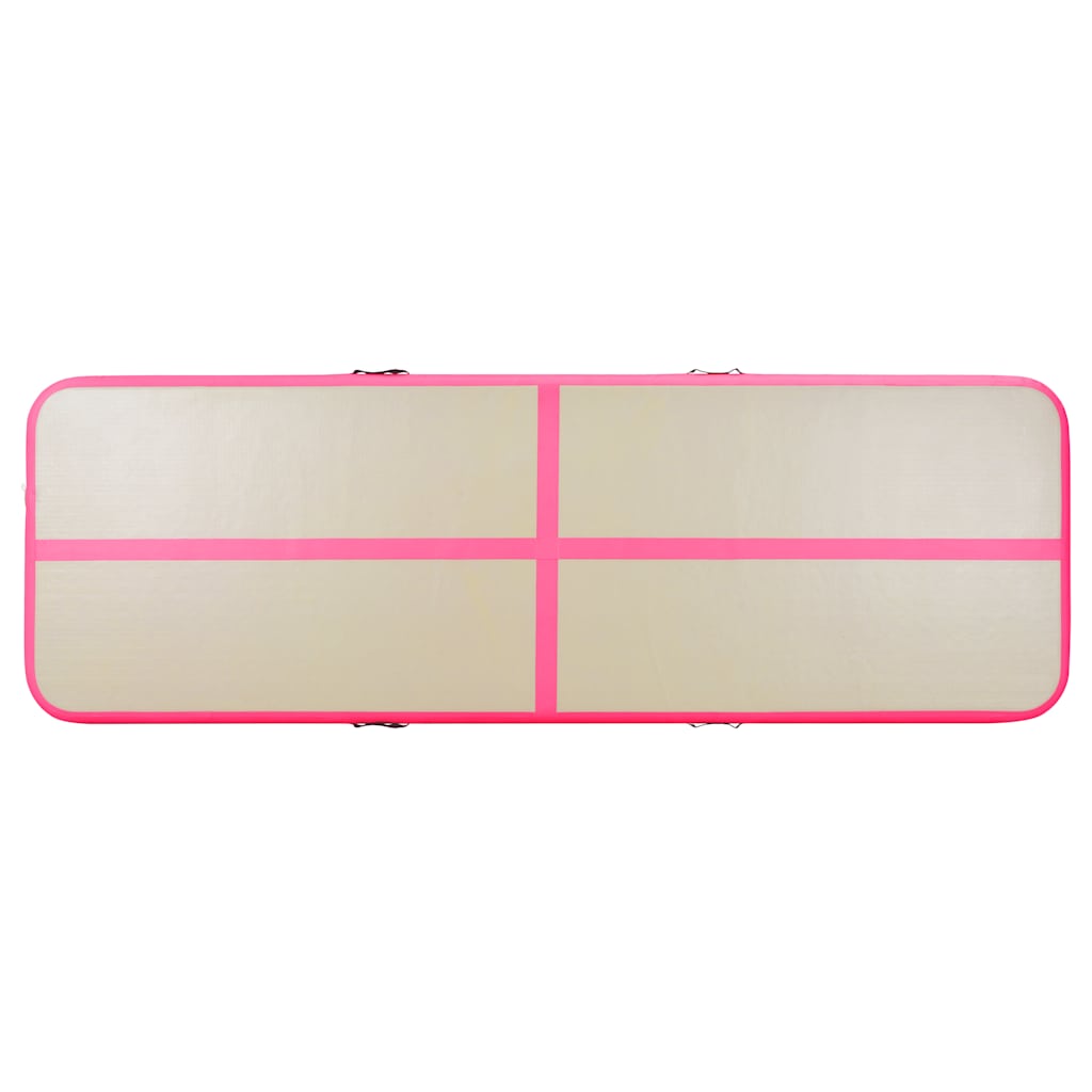 vidaXL Mata gimnastyczna z pompką, 600x100x10 cm, PVC, różowa