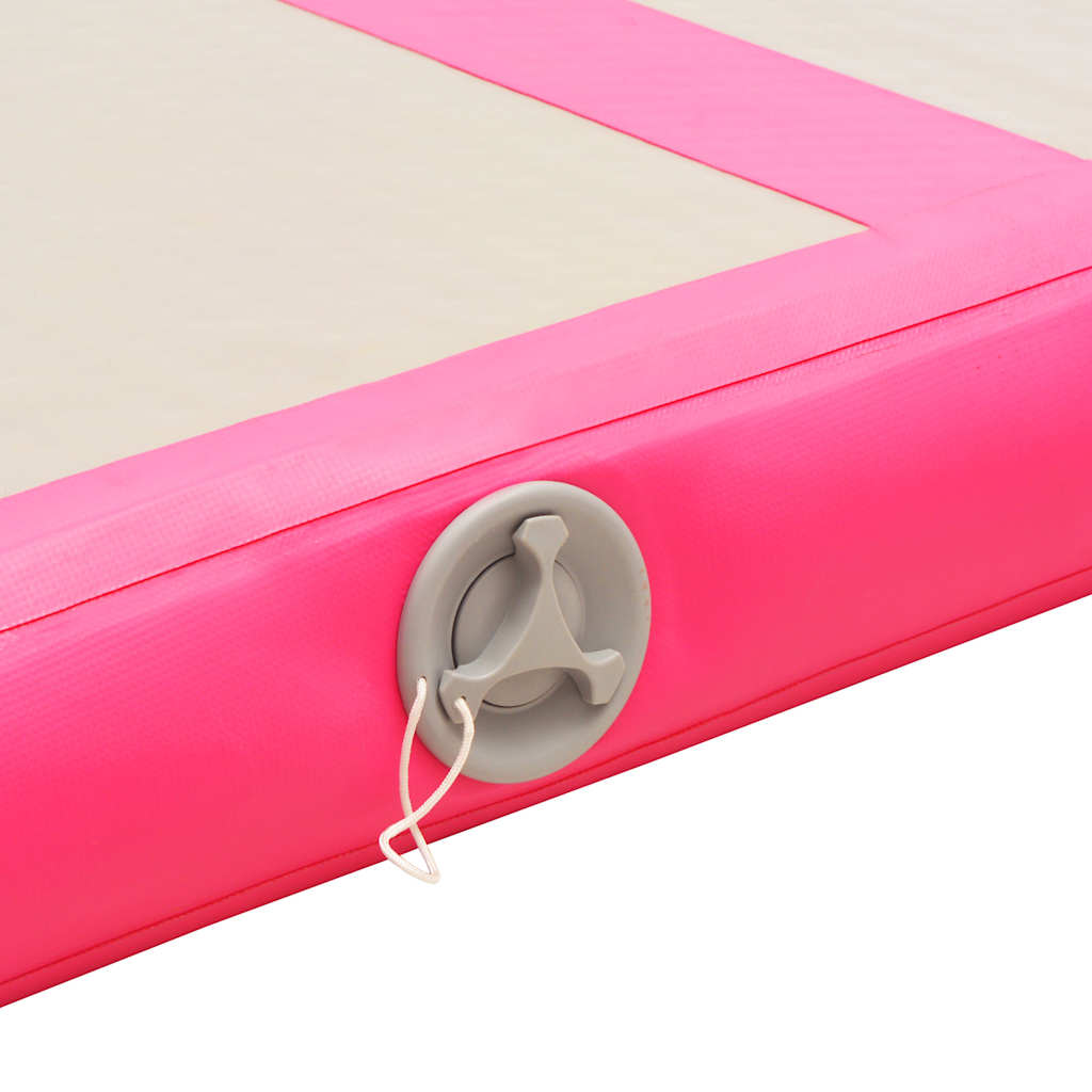 vidaXL Mata gimnastyczna z pompką, 600x100x10 cm, PVC, różowa
