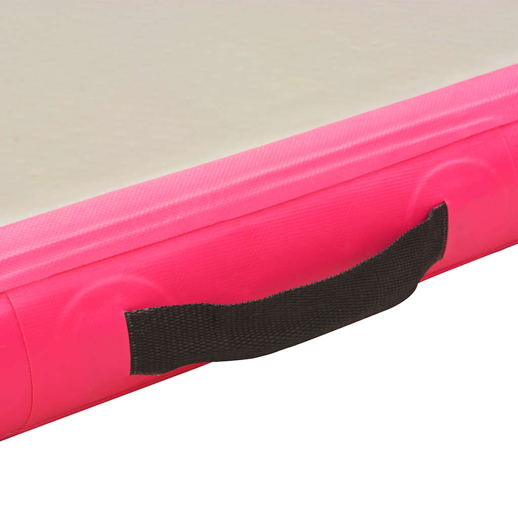 vidaXL Mata gimnastyczna z pompką, 600x100x10 cm, PVC, różowa