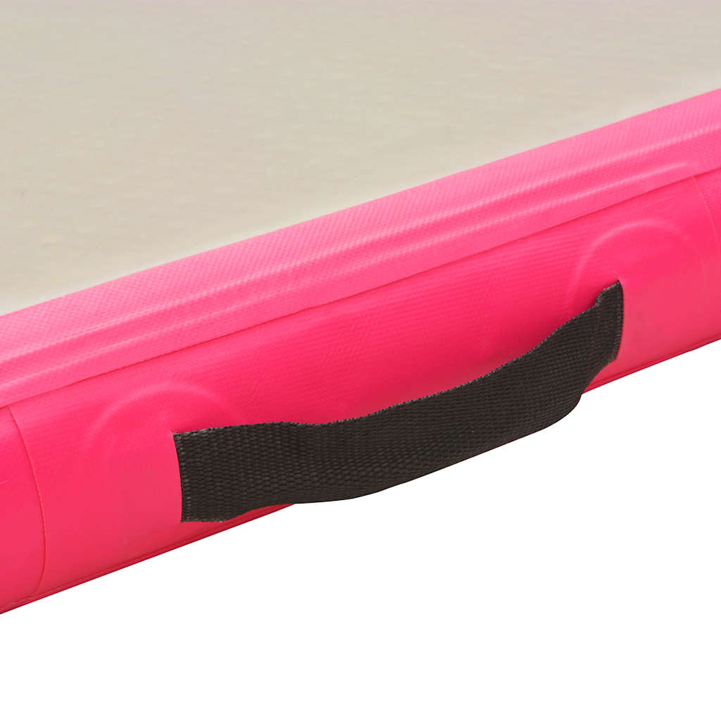 vidaXL Mata gimnastyczna z pompką, 800x100x10 cm, PVC, różowa