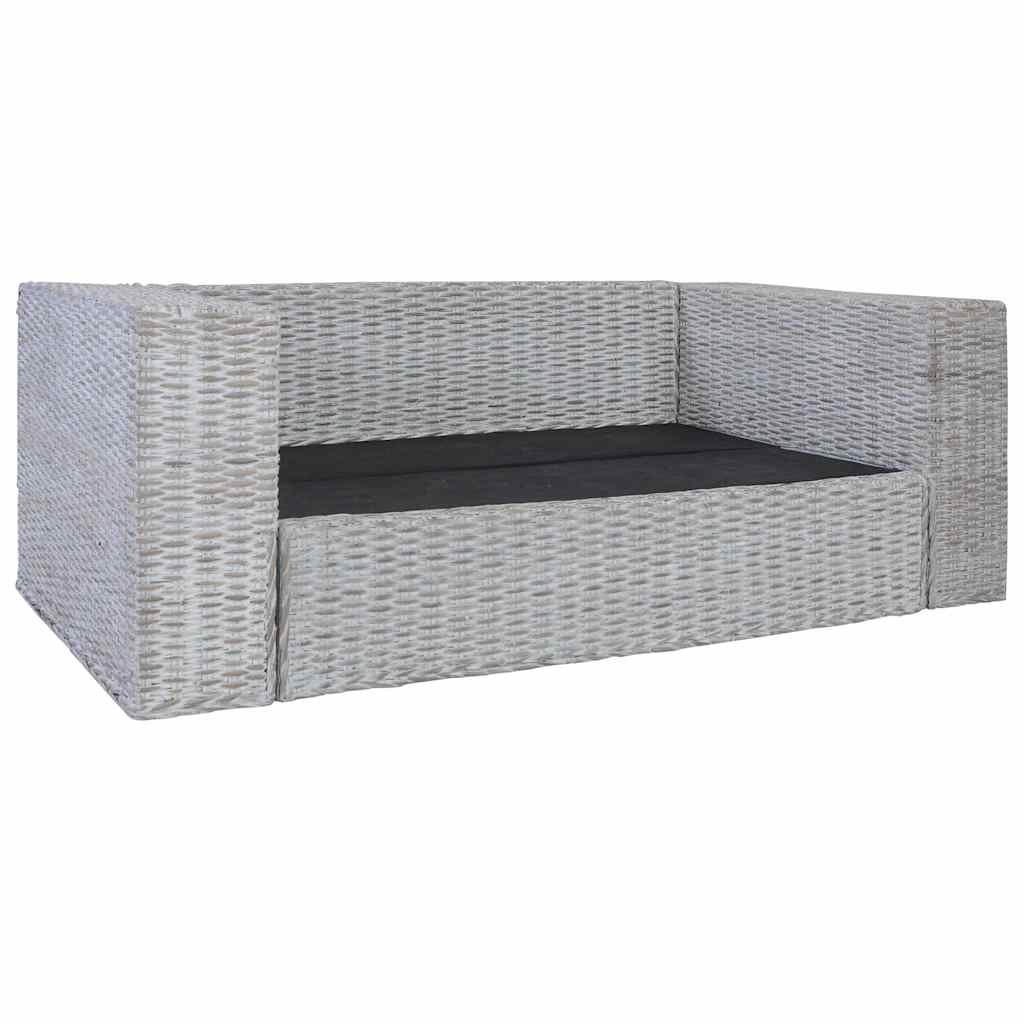 vidaXL 2-osobowa sofa z poduszkami, szara, naturalny rattan