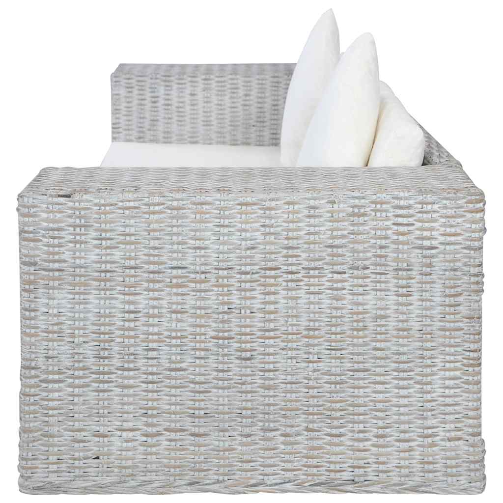 vidaXL 2-osobowa sofa z poduszkami, szara, naturalny rattan