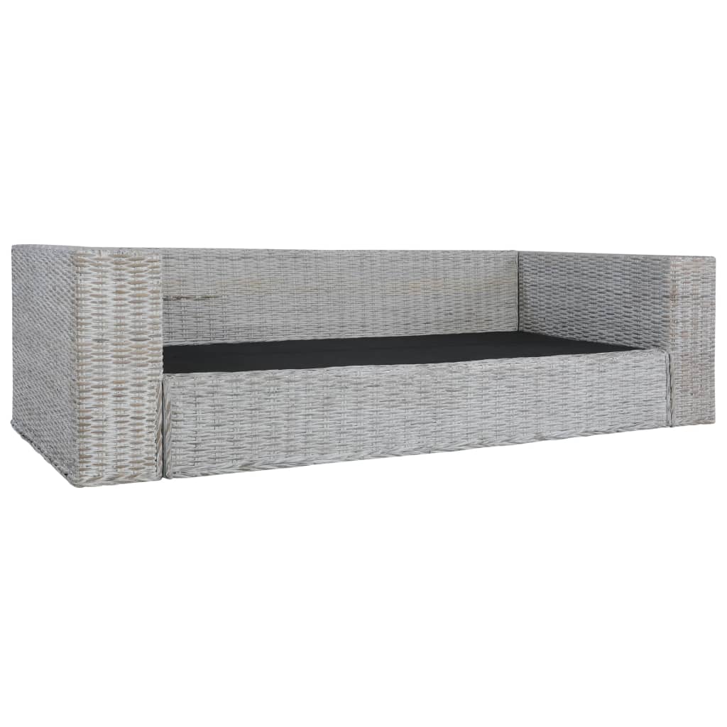 vidaXL 3-osobowa sofa z poduszkami, szara, naturalny rattan