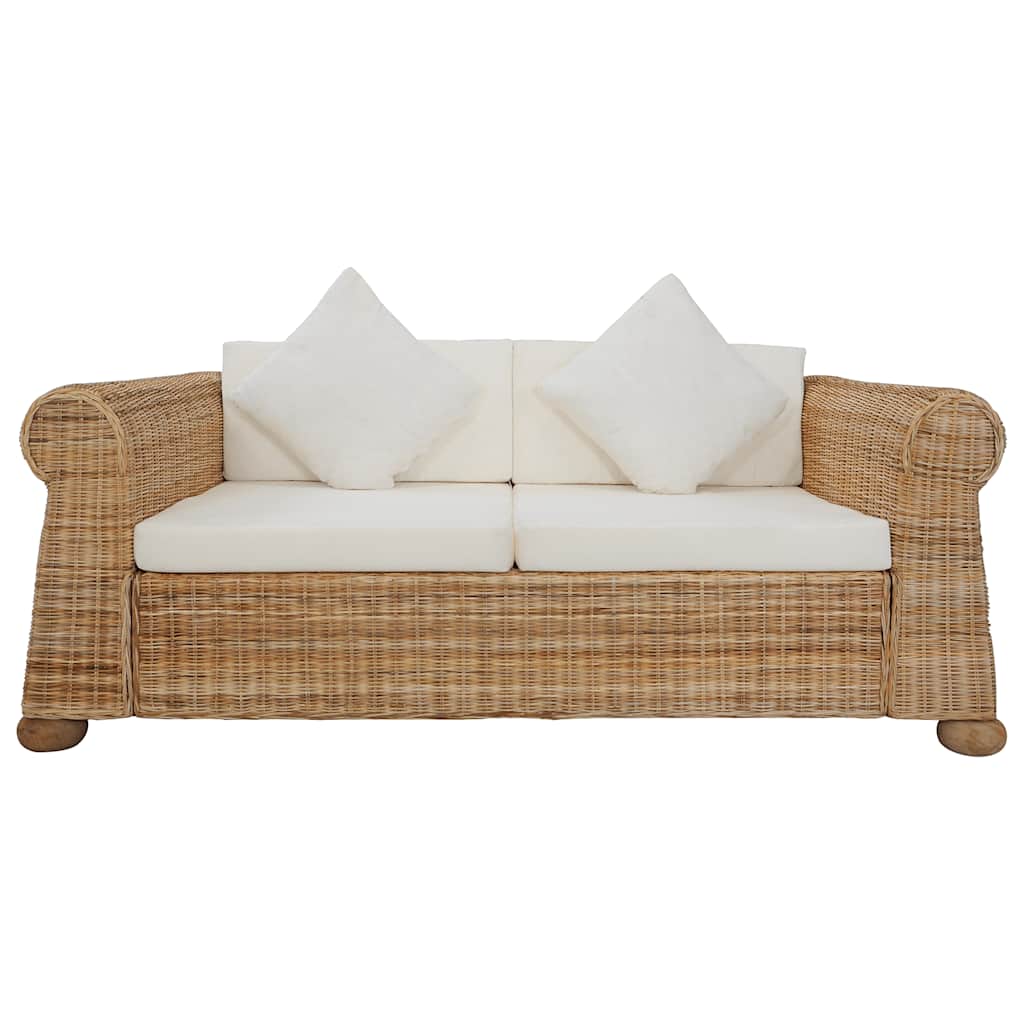 vidaXL 2-osobowa sofa z poduszkami, naturalny rattan