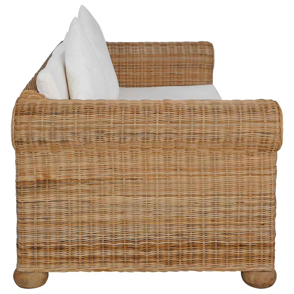vidaXL 2-osobowa sofa z poduszkami, naturalny rattan