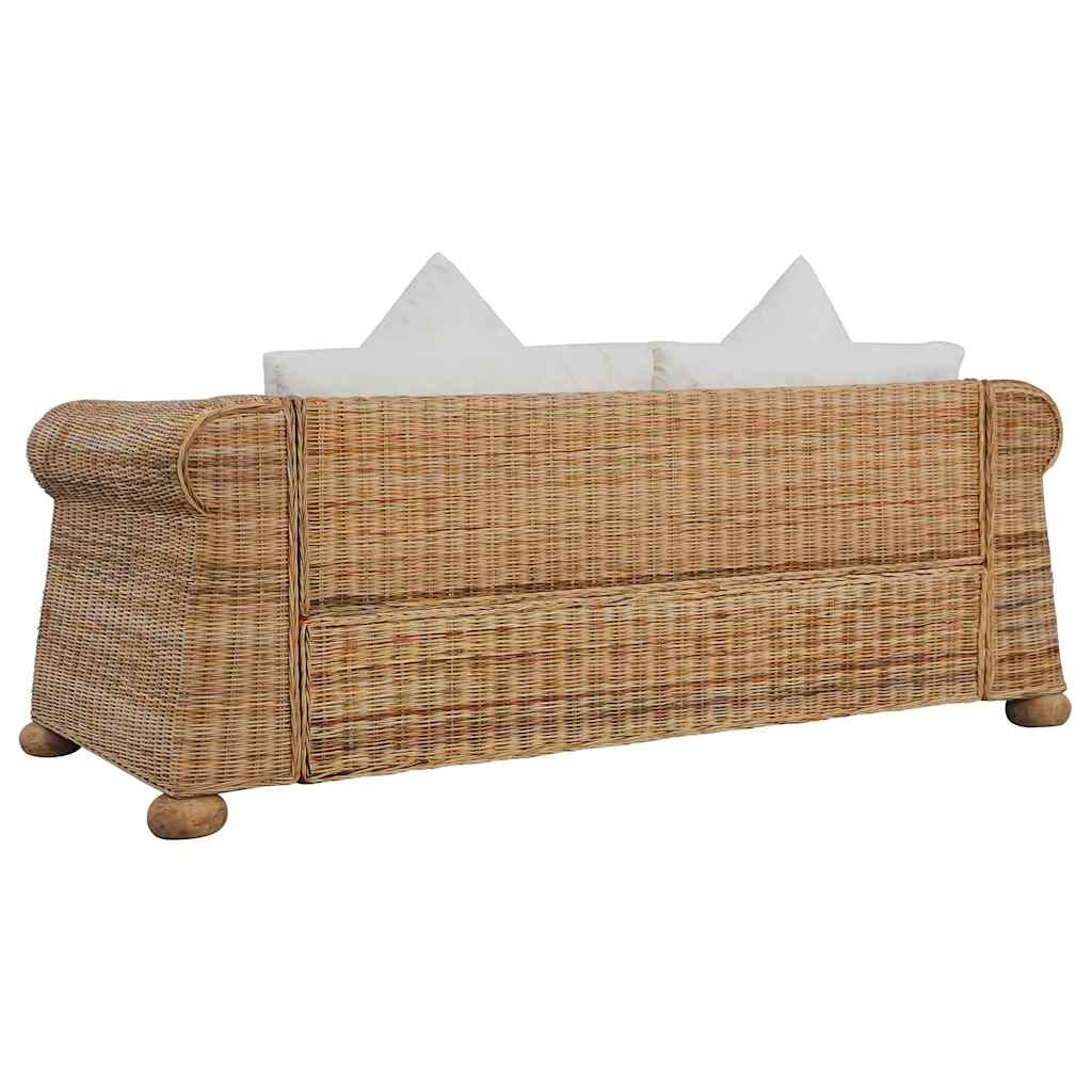 vidaXL 2-osobowa sofa z poduszkami, naturalny rattan