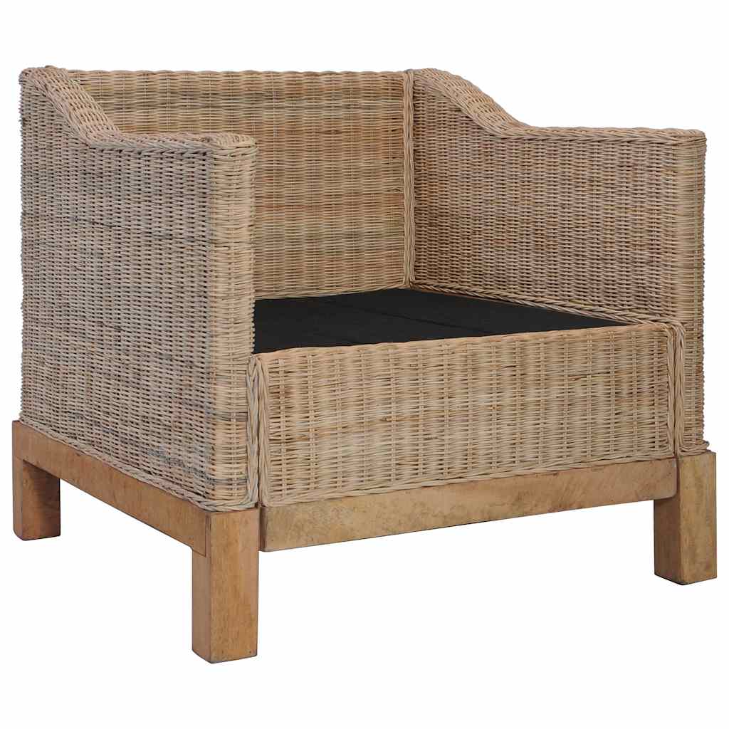 vidaXL Fotel z poduszkami, naturalny rattan