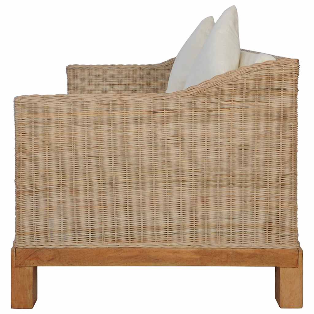 vidaXL 2-osobowa sofa z poduszkami, naturalny rattan